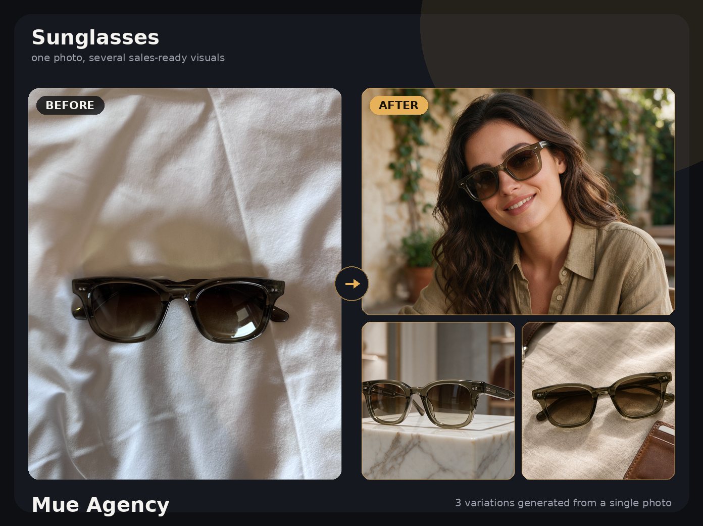 Avant / après — lunettes solaires